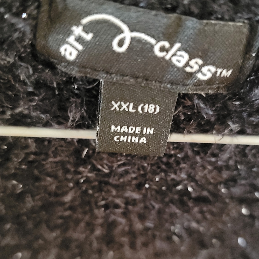 ART CLASS black & silver sparkling  cropped  sweater YouthXXL .sz  12 W - Picture 5 of 6